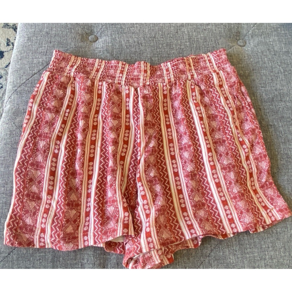 Knox Rose Shorts Womens Size XL Barn Red Aztec Patterned Pull On Lightweight